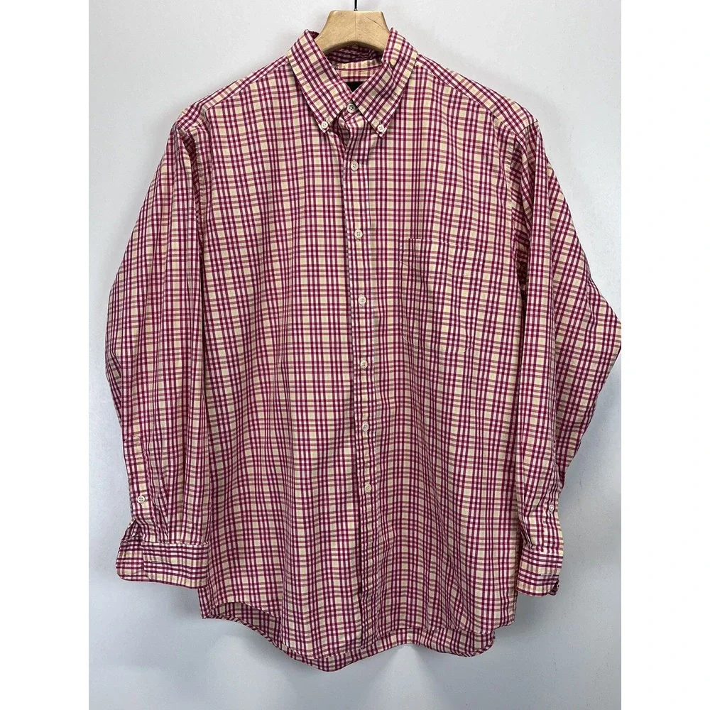 Mens Vintage J. Crew Oatsman Button Down Shirt Sz M VGUC Plaid Oversized 90's